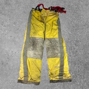 Globe Yellow Work Pants with Red Suspenders